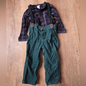 5 For 20$ Carter's Dark Green Corduroy Overalls Outfit